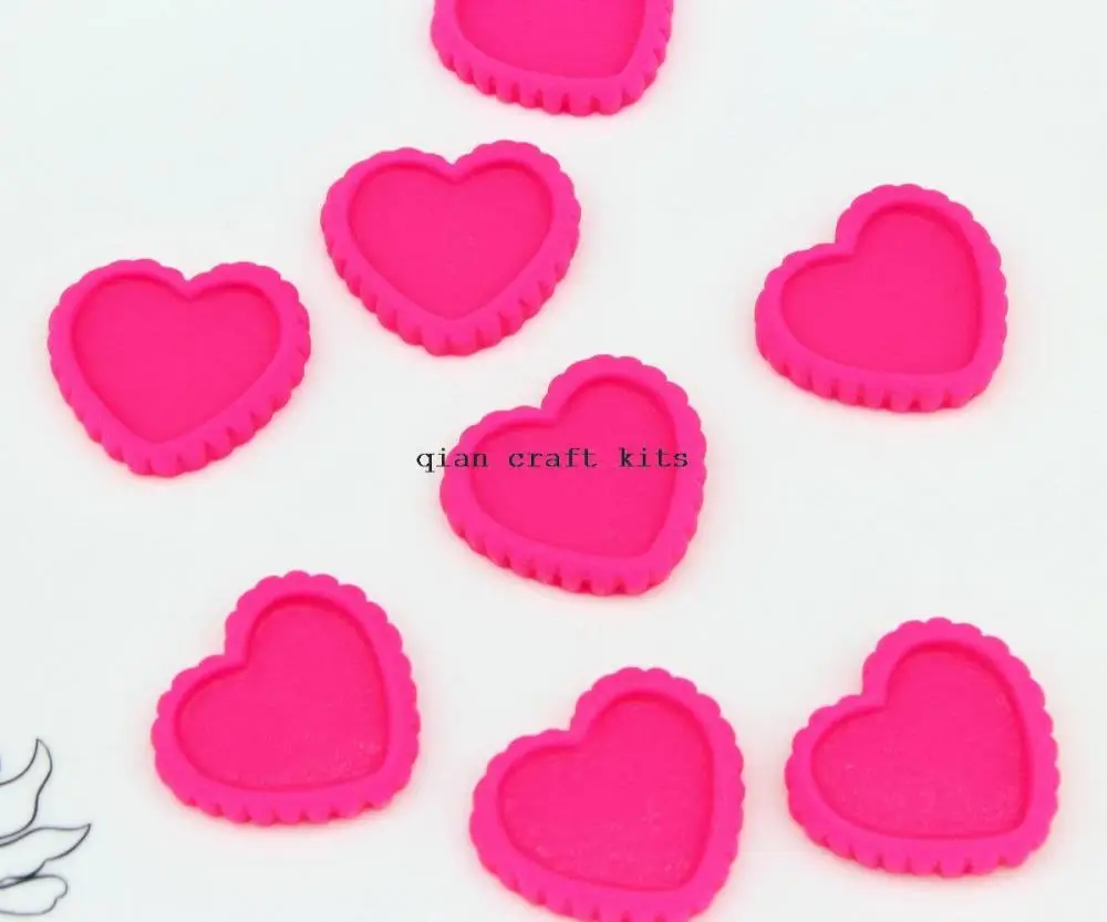 

120pcs big hot pink Resin Cameo Setting Heart Bezel, Blank Heart Frame, Flatback Heart Cameo Frame, Heart Tart Base cabochon