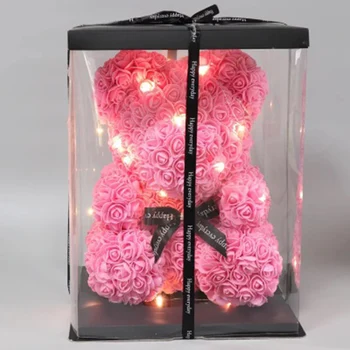 

25cm Soap Foam Rose Teddi Bear Flower Artificial Fake Flowers Gifts Girlfriend Valentines Gift Home Decoration Accessories