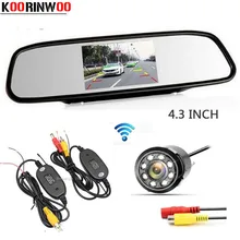 Koorinwoo 4 3 Screen LCD TFT Car Mirror Monitor Backup Reverse cam Night vision 8 infrared