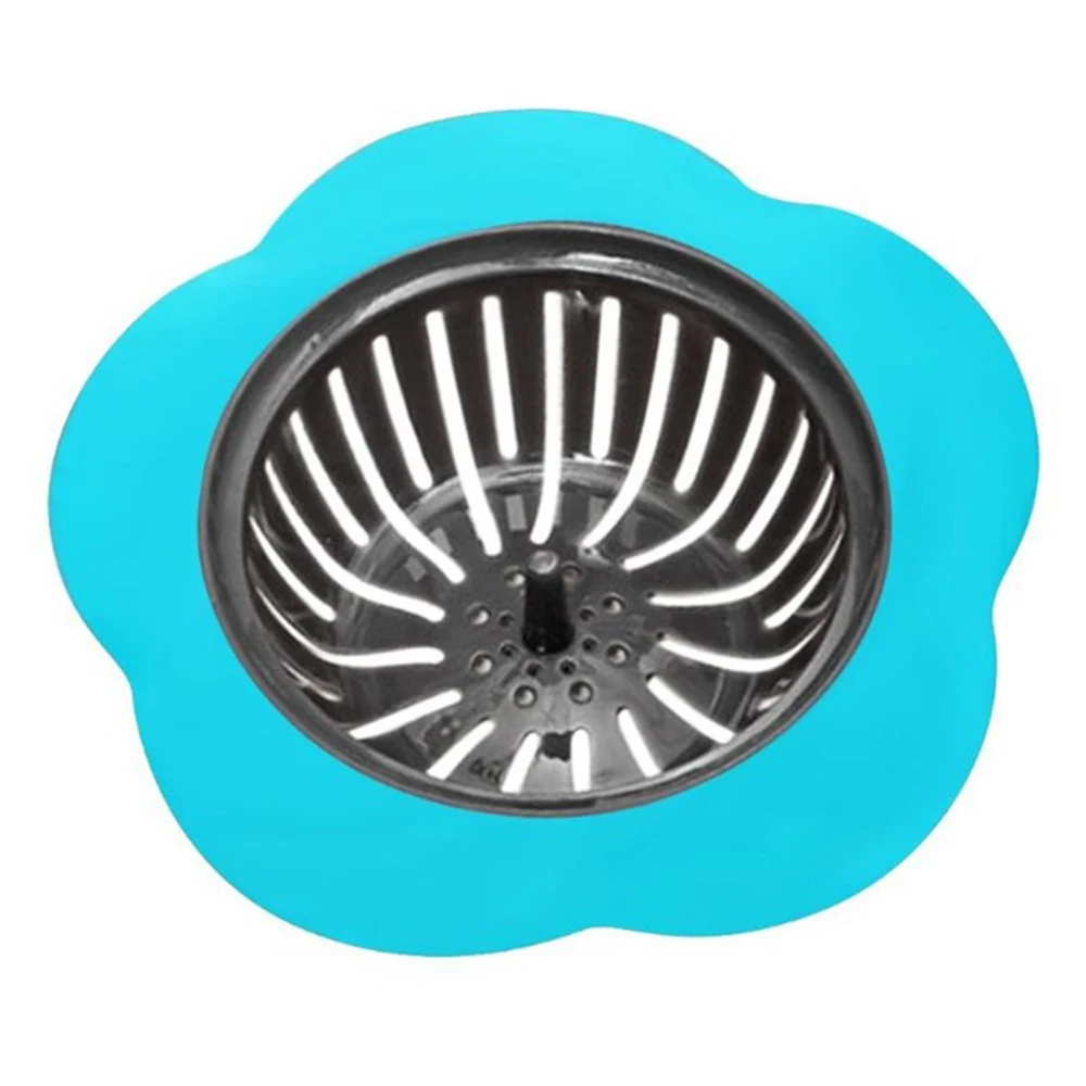 Силиконовый ситечко для раковины в форме цветка душ раковины раковина крышка раковины ситечко канализационных Волос фильтры Кухонные принадлежности Дуршлаг - Цвет: Синий