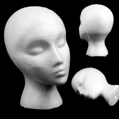 

Female White Deflection Head Polystyrene Styrofoam Foam Head Model Stand Wig Hair Hat Headset Mannequin Head Display Stand Rack