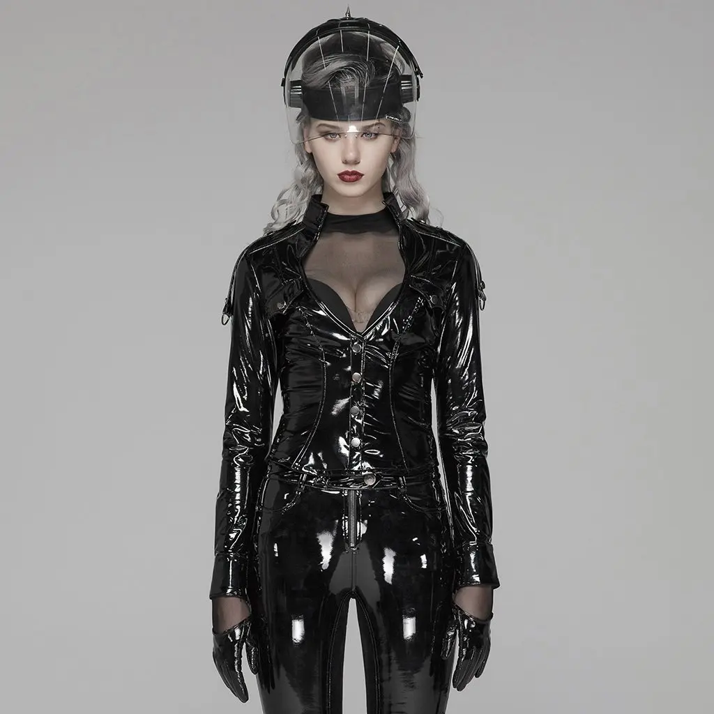 

Punk Rave Women's Goth PVC Faux Leather Short Jacket WY1043CCF