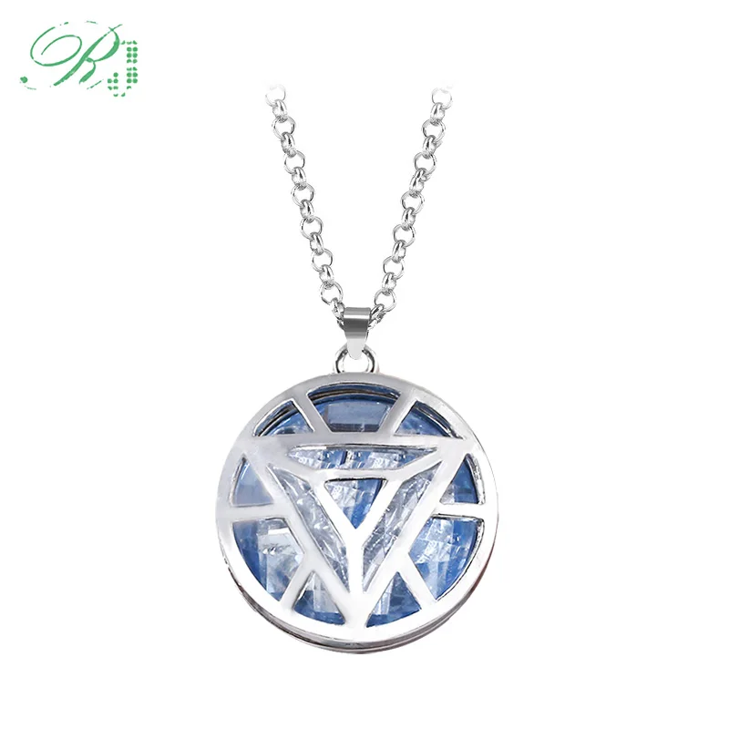 

RJ Iron Man Necklaces Avengers 4 Tony Stark Heart Chocker Arc Reactor Keyring Thanos Pendant For Men Party Jewelry Gifts