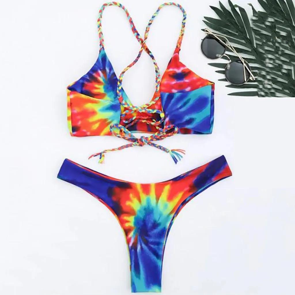

Gradient Print Women's Fashion Bikini Summer Ladies Two Piece Swimsuit Pushups Swimwear Beachwear biquinis feminino 2019