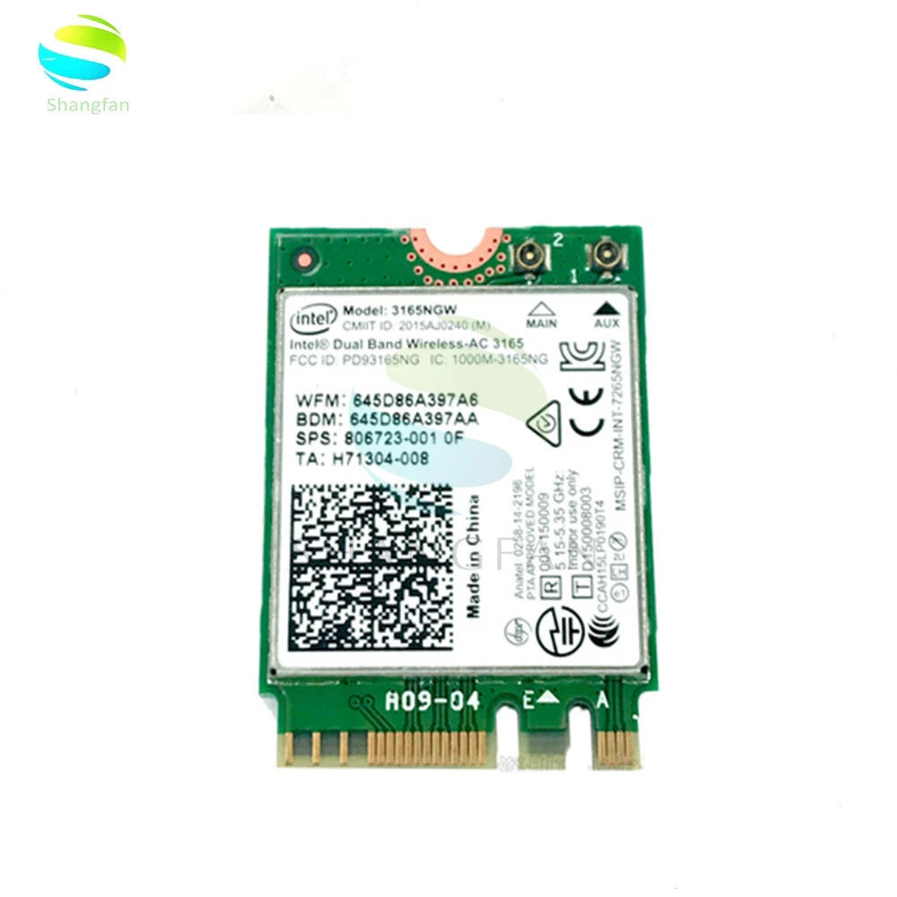 

Wifi Wireless Card for HP SPS 806723-001 Intel Dual Band Wireless-AC 3165 3165NGW WIFI Bluetooth 4.0 NGFF card 802.11AC