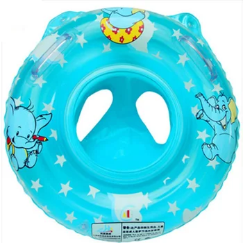 

New Baby Bath Toys Environmentally Thickened Handle Swimming Lifebuoy Elephant Pattern Baby Swimming Seat