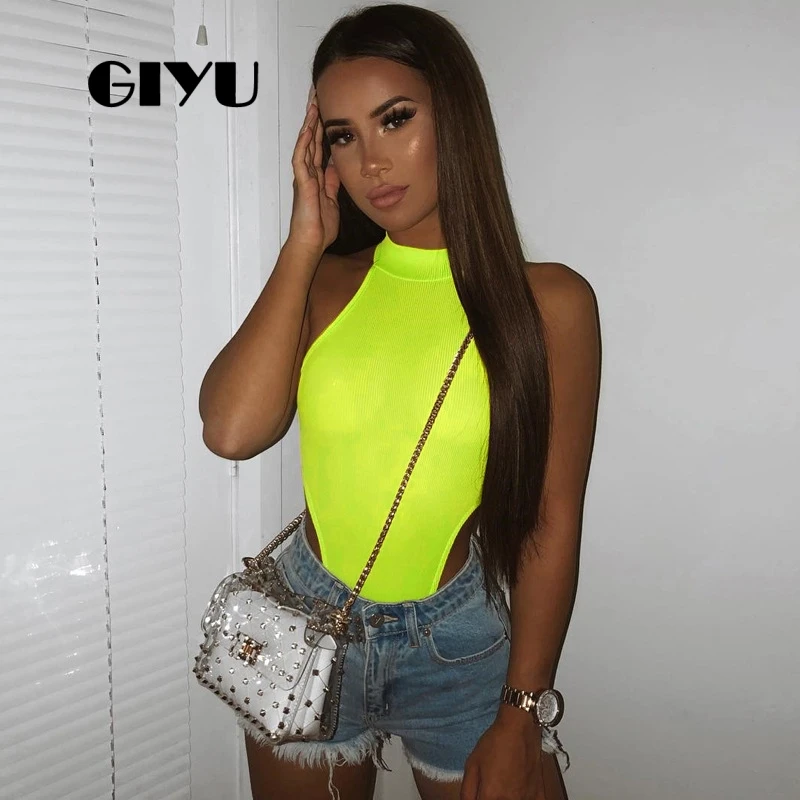 

GIYU Summer Sexy Skinny Women Bodysuit Sleeveless O Neck Overalls Basic Slim Romper 2019 combinaison femme
