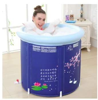 

H Large Size Bath tub For Adults Thickened folding bathtub with Insulation Lid&Cushion bath barrel shower bucket free inflatable