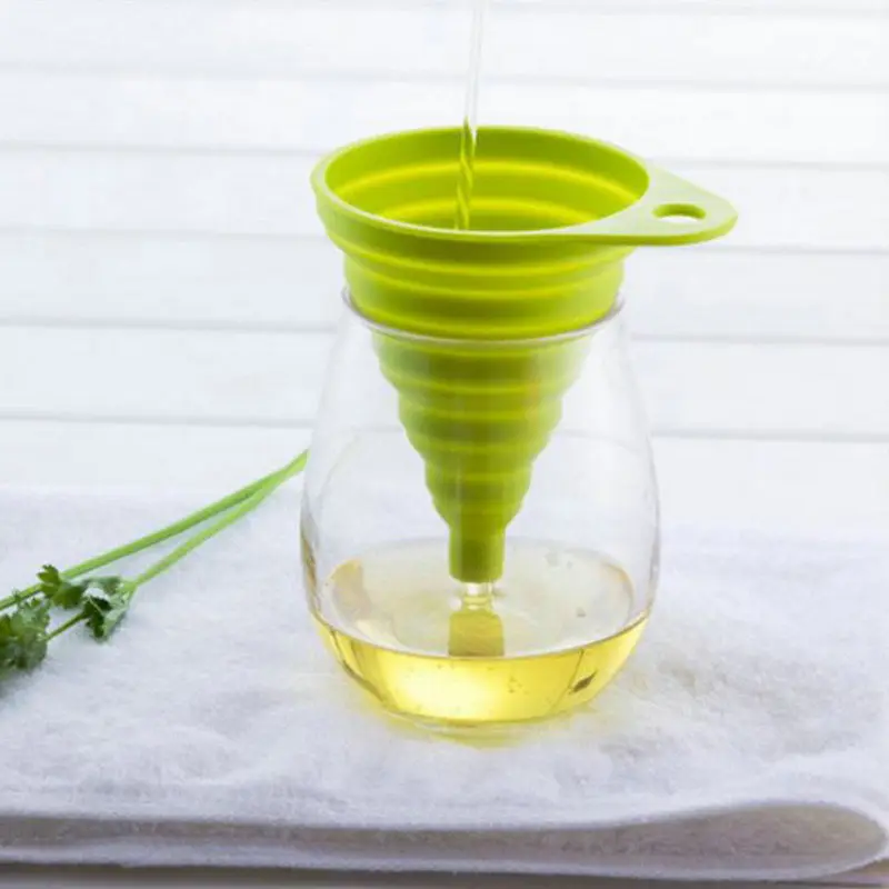 

2016 Mini Silicone Gel Foldable Collapsible Style Funnel Hopper Kitchen Tool