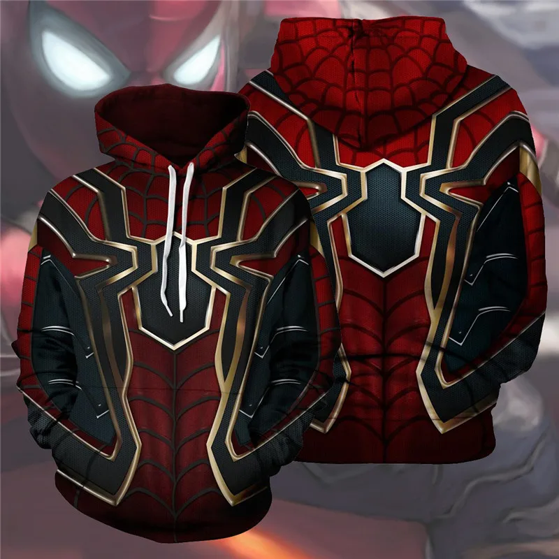 

The Avengers Spiderman Print Cosplay Costume Men's Sweatshirt Hooded Uniform Streetwear Hoodies Hoddies Jacket