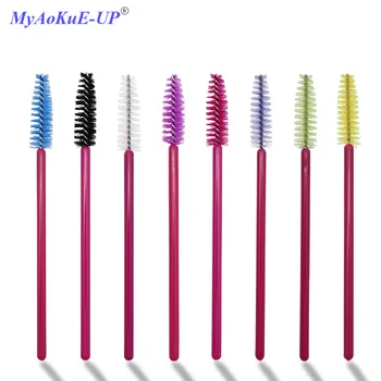 50 pcs/lot Disposable Nylon Mascara Wands Blue Golden Rose Red Handle Brushes Lashes Makeup Brushes Eyelash Extension Tools 1