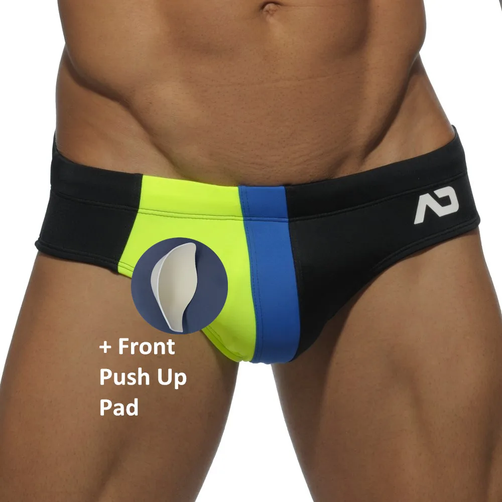 sexy push up coppe pad anteriore aumento degli uomini di marca di costumi da bagno gay