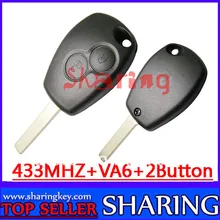 Free Shipping 5pcs lot 2 Button Remote Key Round Button With Pcf7947 For Renault