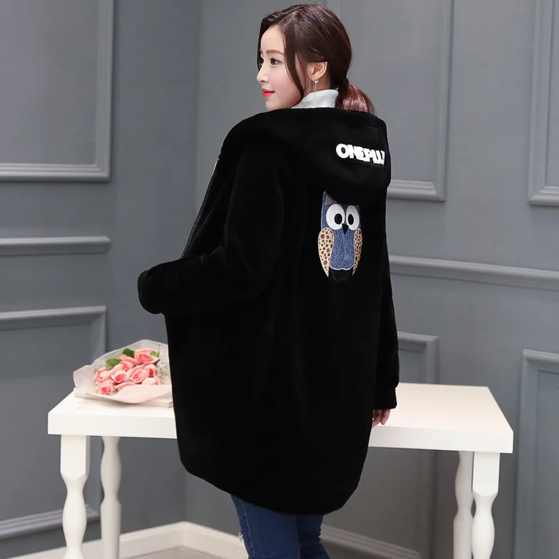Animal and letter print wool coats outerwear women zipper hooded jackets plus size 2018 new arrival autumn winter MOVAU010 | Женская