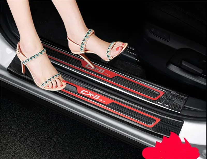 

Car Styling Accessories For Mazda CX-5 CX 5 CX5 Door Sill Trim Cover Scuff Plates Guard Protector Protection Sticker 2017 2018