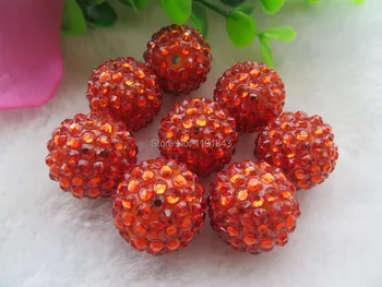

Kwoi vita 20mm 100pcs Chunky Resin Rhinestone Ball BeadsChunky Halloween Rhinestone Beads Orange Red Color Strips for Kids