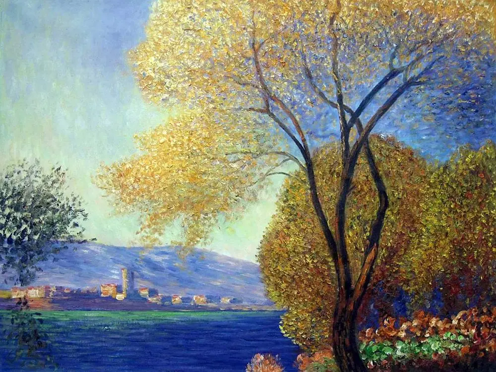 Tree Oil Painting on Canvas Antibes, View of Salis by