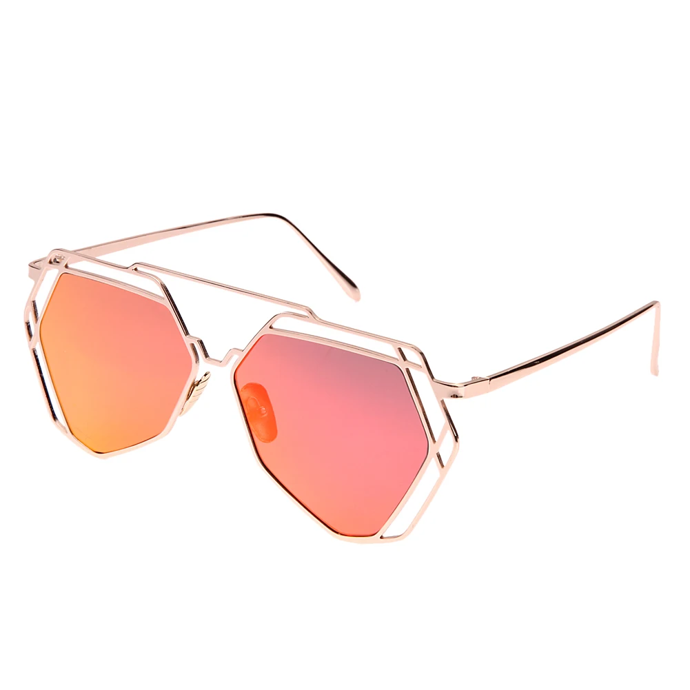 Women's Geometric Polygon Metal Sunglasses Hollow Trim Irregular