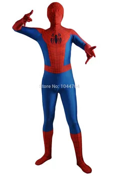 

2018 Newest Ultimate Spiderman costume red and blue print seamless spiderman costume