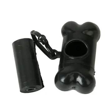 

Wholesales Bone-Shape Pet Waste/Poop Pick-Up Dispenser + 15 Bags w/ A Ring Hook for Carrying (Black)