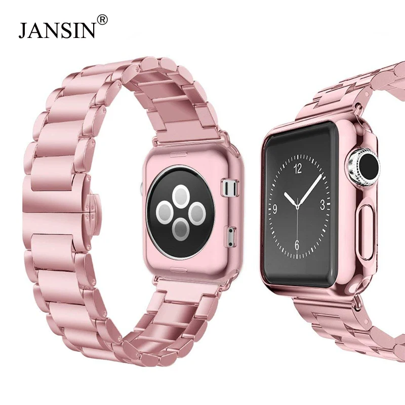 Роскошный чехол + ремешок из нержавеющей стали для Apple Watch 38 мм 40 42 44 iwatch series 4 3 2 1