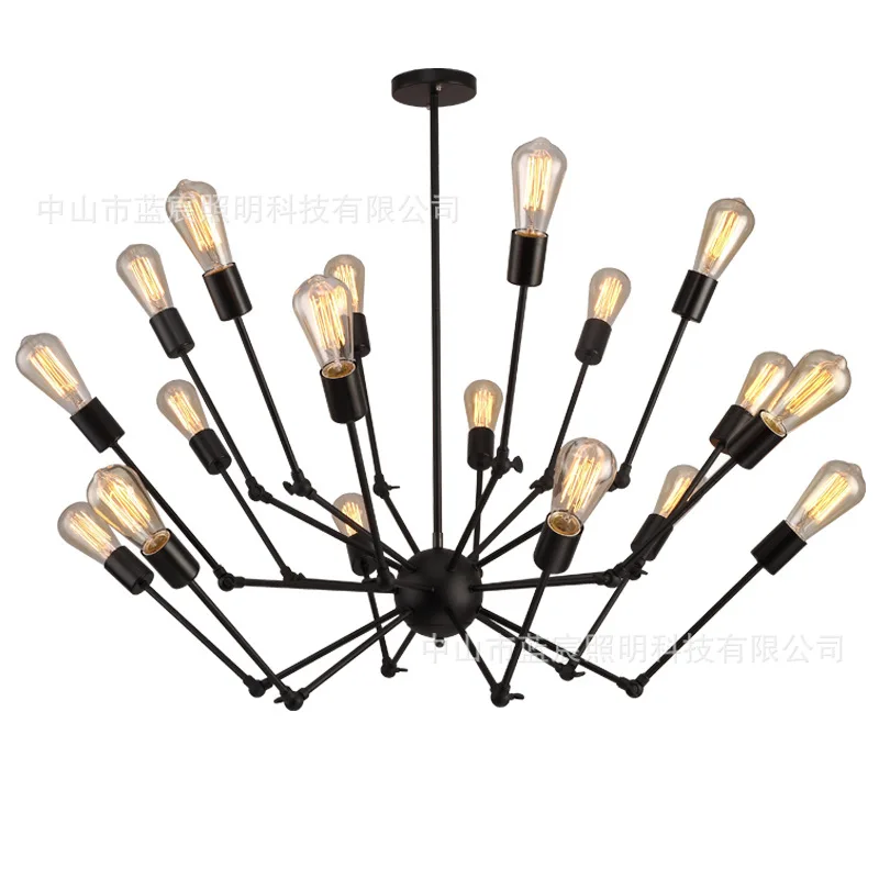 

style rural antique industrial wind Loft iron art restaurant lamp bar black widow chandelier multi head spider lamp