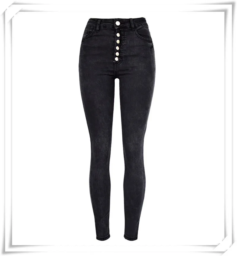 European and American women's wear high-waisted black super stretch acid-washed jeans and short leg trousers cross border women's wear (5)