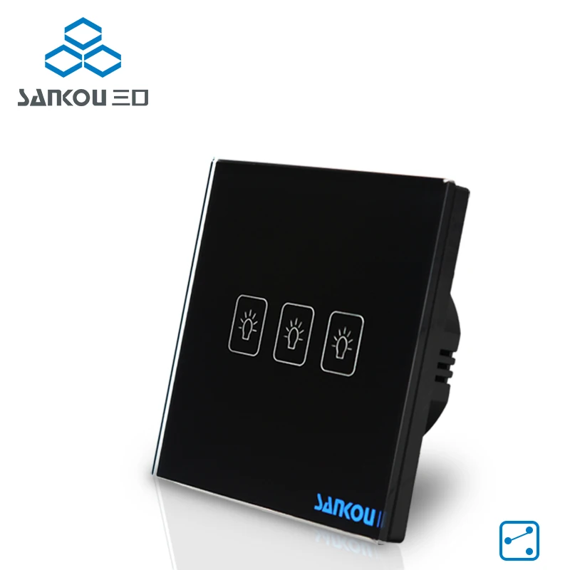 EU standard 3gang2way electrical touch switches with square buttons