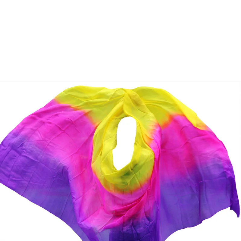 Шелковая вуаль для танца живота, окрашенная вручную, градиентные цвета, шарф, шарф для танца живота, аксессуары для выступлений, шелковая вуаль, 5 размеров - Цвет: as  picture