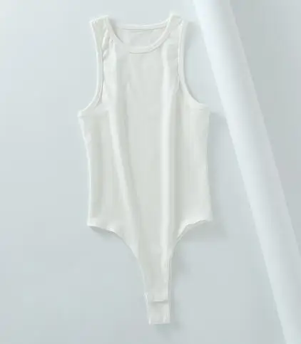 SheMujerSky сексуальный тонкий боди для женщин сплошной цвет без рукавов боди летние короткие комбинезоны костюмы - Цвет: white bodysuit