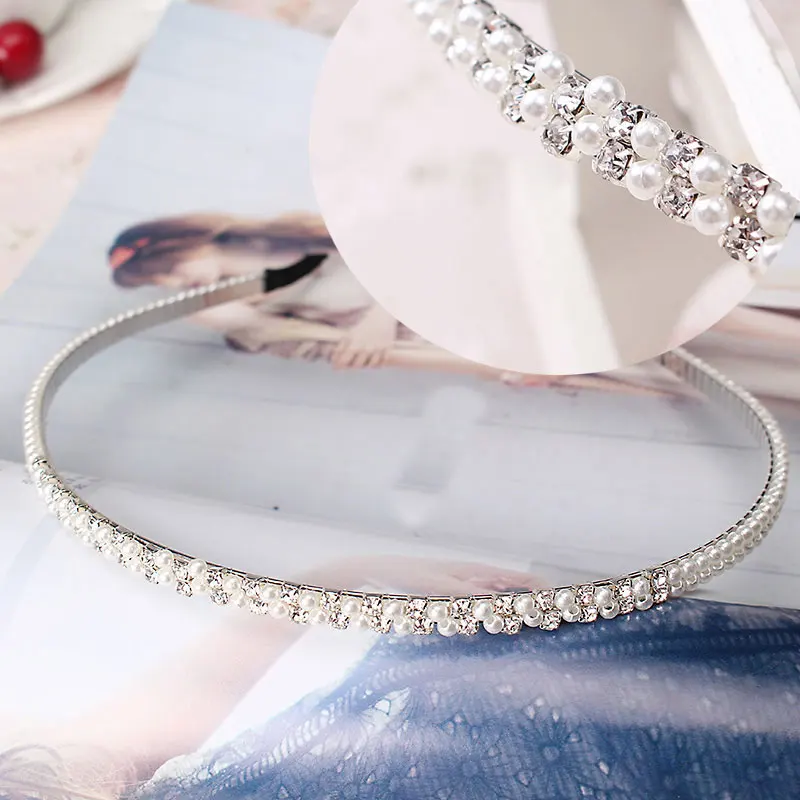 

M MISM Elegant Wedding Birthday New Crystal Pearl Hair Bands Headband Hair Accessories Ornaments Head Wear Hoop for Women Girls