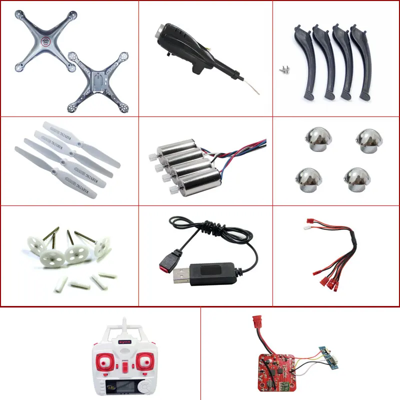 

SYMA X5HW X5HC RC Drone Spare Parts Circuit board Propellers Blade Landing Gear Motor Shell Remote Control Camera Charger etc.
