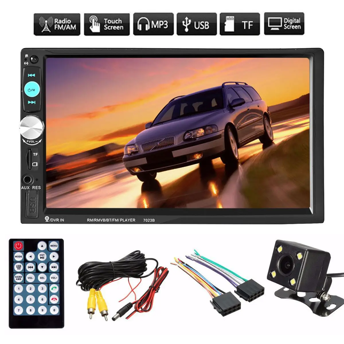 

2 Din Car Radio Player 7 Inch HD Touch Screen Wireless Bluetooth Car Stereo MP5 MP3 Player Rear View Camera FM/USB/TF/AUX