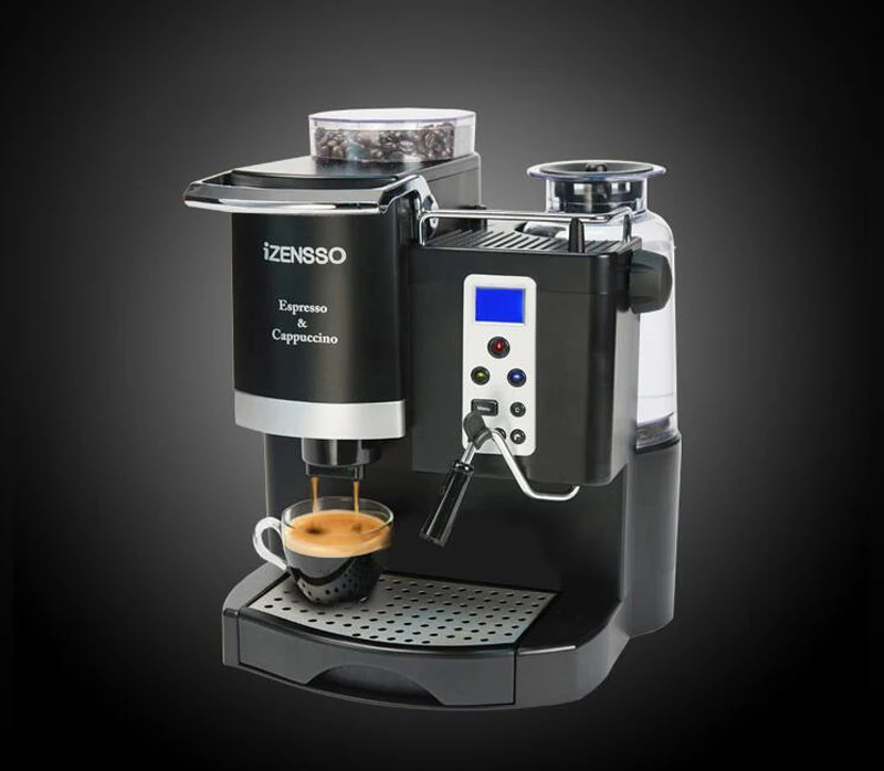 Автоматическая кофеварка эспрессо с функцией помола зерен и пенообразователя для молока домашняя Кофейня SN-3035 - Цвет: Черный