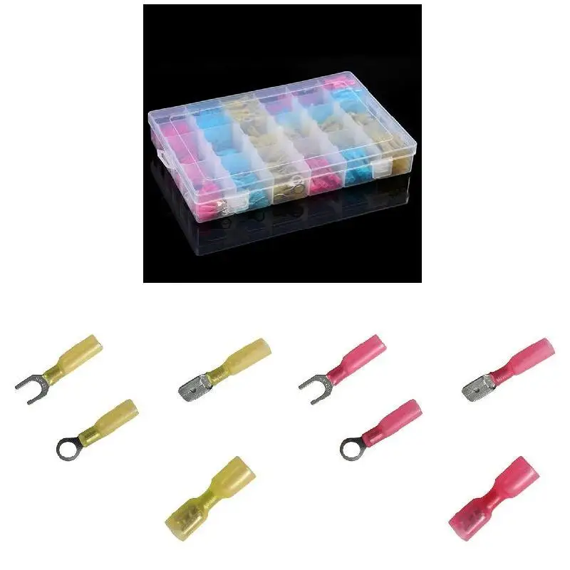 

250pcs Heat Shrink Wire Connector Marine Electrical Terminals Kit Waterproof Automotive Ring Set --M25