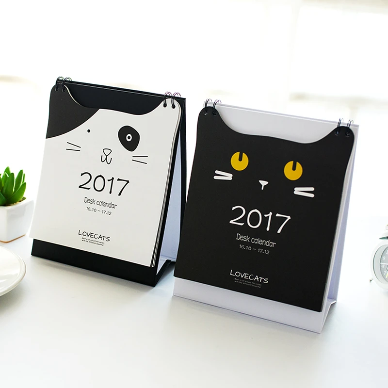 Tientallen conversie pion Kawaii briefpapier originele hoek tegenkomen kat eenvoudige desktop kantoor  notities creatieve 2017 bureau kalender|desk calendar|2017 calendarcreative  desk calendars - AliExpress