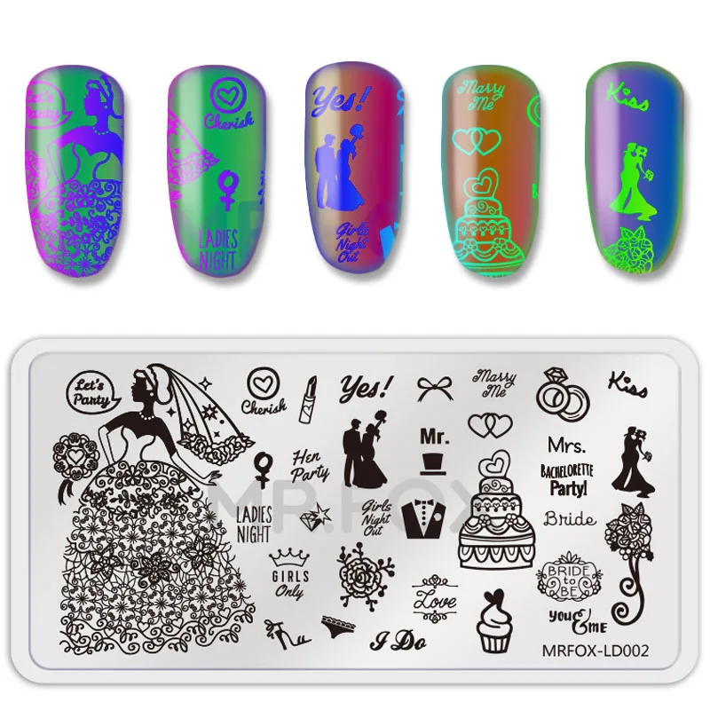 

Nail Stamping Plate 6.5*12.5CM Fashion Girl Wedding Series Rectangle Template Manicure Nail Art Stamp Image Plate Tools