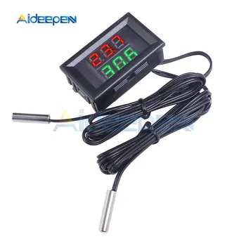 

0.28'' Mini DC 4-28V Digital Thermometer with NTC Waterproof Metal Probe Temperature Sensor Tester for Indoor LED Dual Display