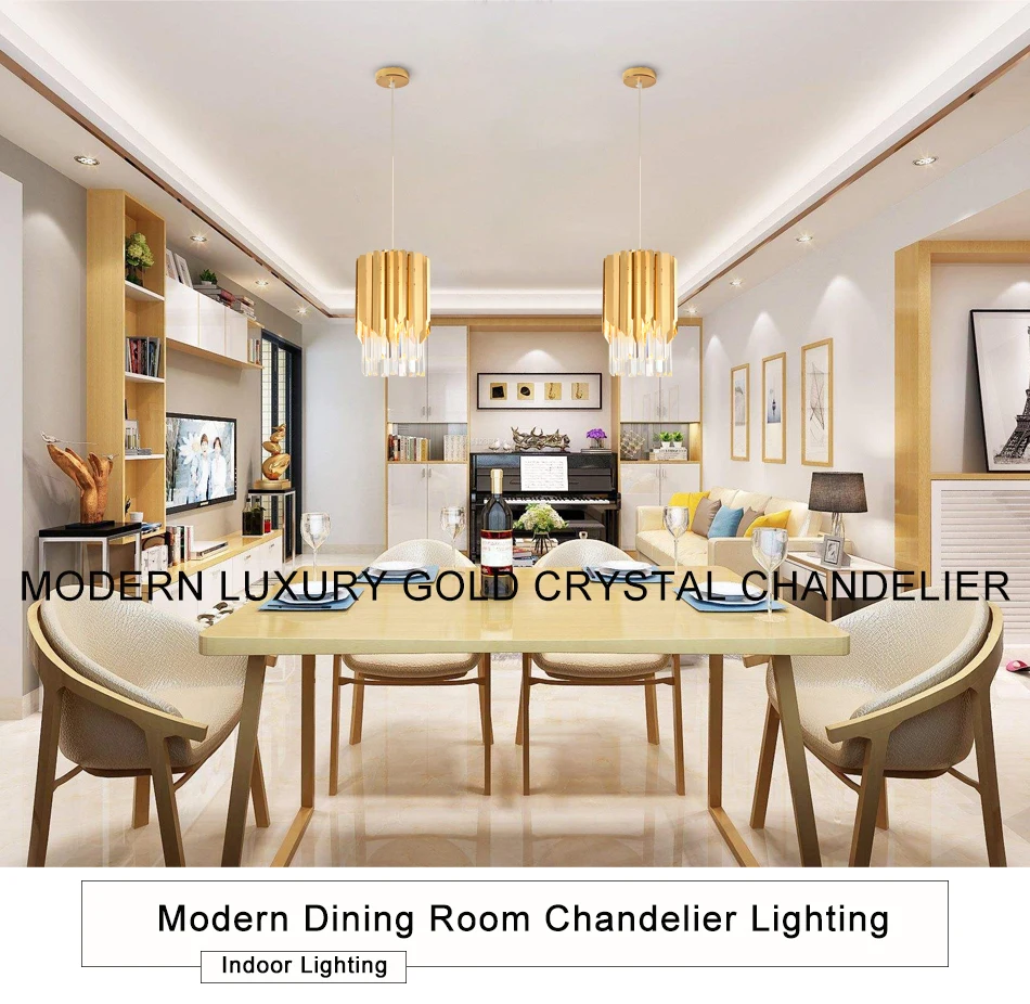 Youlaike Modern Crystal Chandelier For Dining Room Single Light Polished Steel Suspension Lighting Fixtures LED Cristal Lustre