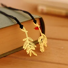 3 шт. металлик Творческий закладки пальмовых листьев Olive Branch полые позолоченный Медь латунь закладки