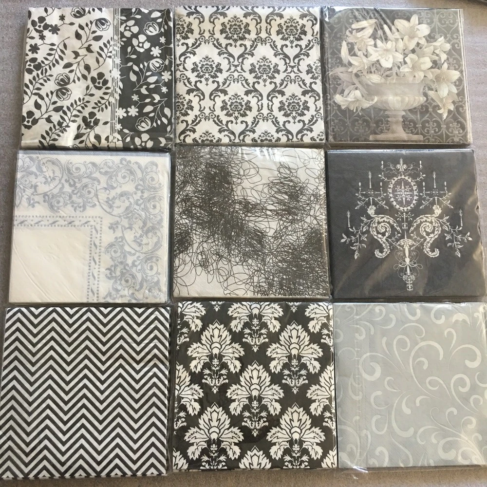 20 Vintage Servietten Papier Tissue Decoupage Schwarz Weiss Blume Handtuch Geburtstag Hochzeit Party Home Hotel Decor Guardanapo Servietten Disposable Party Tableware Aliexpress