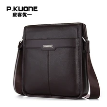 P.KUONE Genuine Leather Handbag Famous Brand Men’s Crossbody Bag Fashion Shoulder Bag Business Travel Bag For Men Messenger Bag