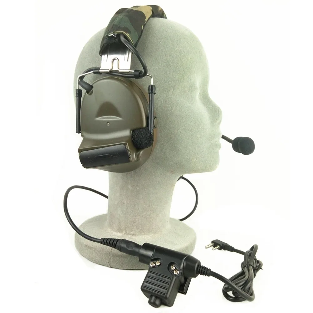 Z Tactical Headset Headphone With U94 PTT Kenwood 2 Way Pin Comtac II Noise Reduction Headset Walkie Talkie Dual PTT Olive Drab  (6)