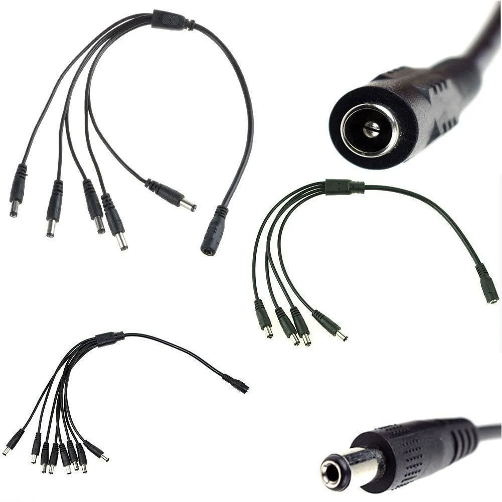 1 Female to 4 Male 4 Channel Splitter Power Cable for CCTV Security Camera DVR