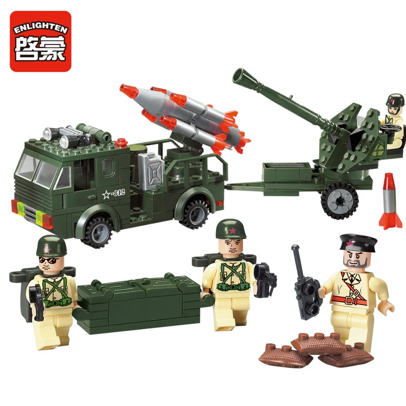 Kopen ENLIGHTEN CombatsZone Militaire Rocket Launcher Raket Artillerie Hoofdkwartier Model Bouwstenen minifig Kinderen Speelgoed