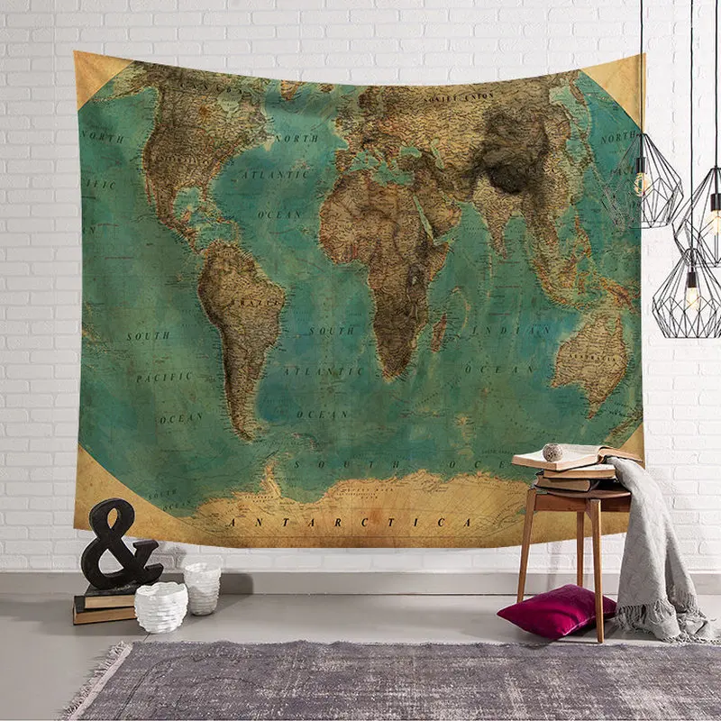

World Map Pattern Wall Tapestry Wall Hanging Blanket Farmhouse DecorHome Decorations Machine A Imprimer Sur Tissu Shabby Chic