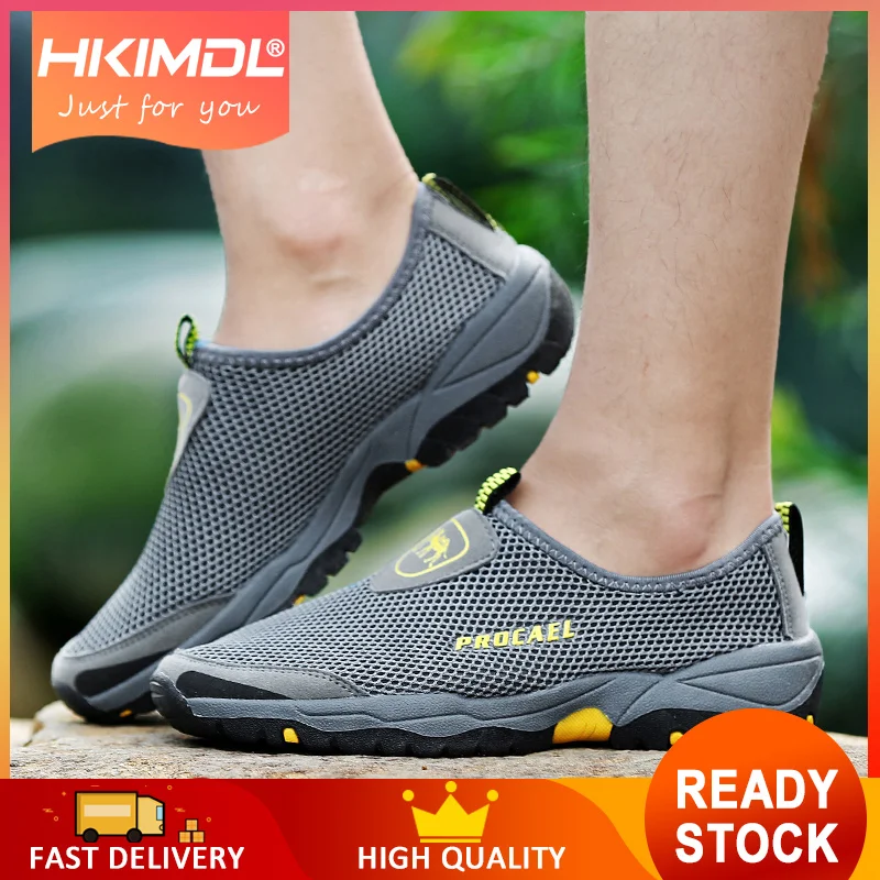 

HKIMDL Summer Shoes Men Sneakers Mesh Footwear Men Casual Shoes Blue Outdoor Loafers Men Water Shoes 2019 Plus Size 39-46