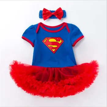 

2020 Hot Baby Romper Dress Newborn Infant First Birthday Costumes Superman Batman Fashion Party Tutu Dress Bebe Vestido clothes