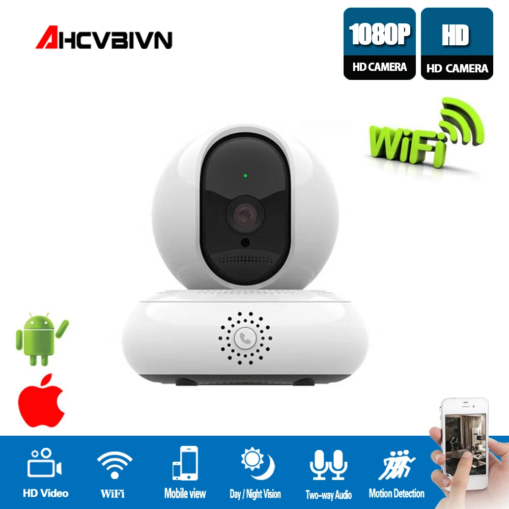 AHCVBIVN Wireless Wifi Camera HD 1080P Home Security Smart Baby Monitor Night Vision Dome CCTV Motion Detection 2MP Cam | Безопасность и