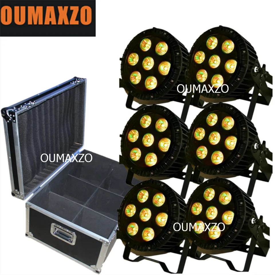 

6pcs/lot with flightcase High Brightness SlimPro-7*15W Outdoor 5in1 led stage light Par 64,RGBAW Waterproof profesional lights